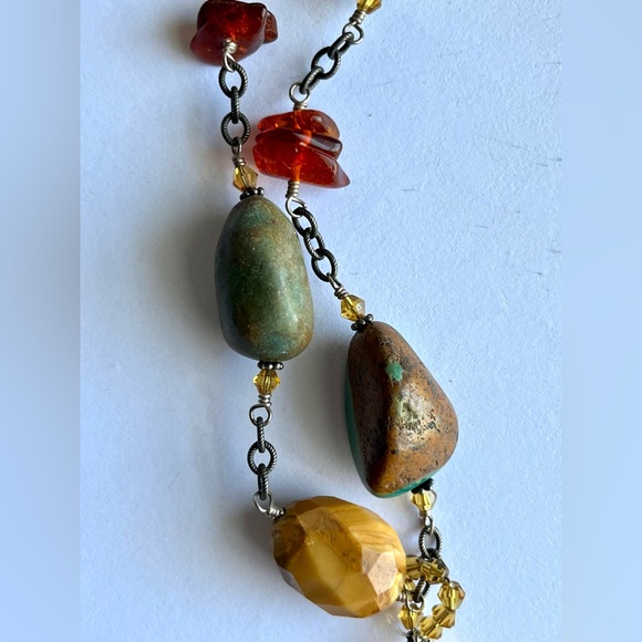 Vintage Silpada Sterling Silver Necklace with Jade, Jasper & Turquoise Stones - Picture 5 of 5